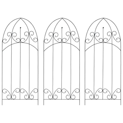 Supporti da Giardino per Piante 3 pz Neri 40x100 cm in Ferro