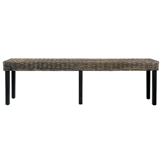 Panca 160 cm Nera in Rattan Naturale Kubu e Massello di Mango
