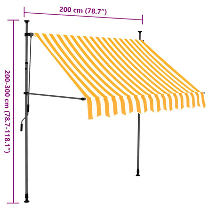 Tenda da Sole Retrattile Manuale LED 200 cm Bianca e Arancione