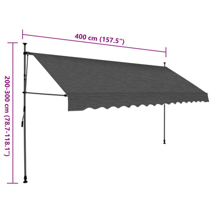 Tenda da Sole Retrattile Manuale con LED 400 cm Antracite