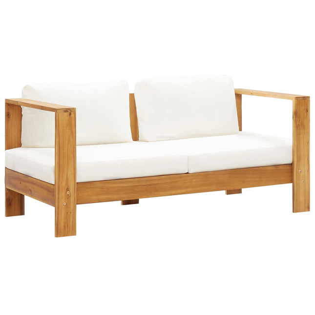 Sedia da Giardino con Cuscino 140 cm Bianco Crema Legno Acacia