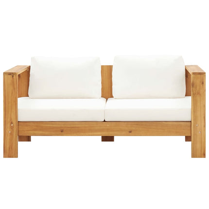 Sedia da Giardino con Cuscino 140 cm Bianco Crema Legno Acacia