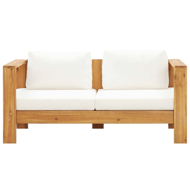 Sedia da Giardino con Cuscino 140 cm Bianco Crema Legno Acacia