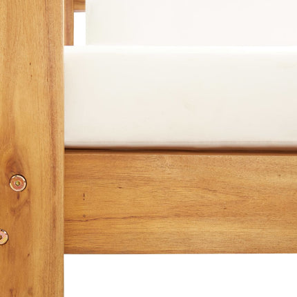 Sedia da Giardino con Cuscino 140 cm Bianco Crema Legno Acacia