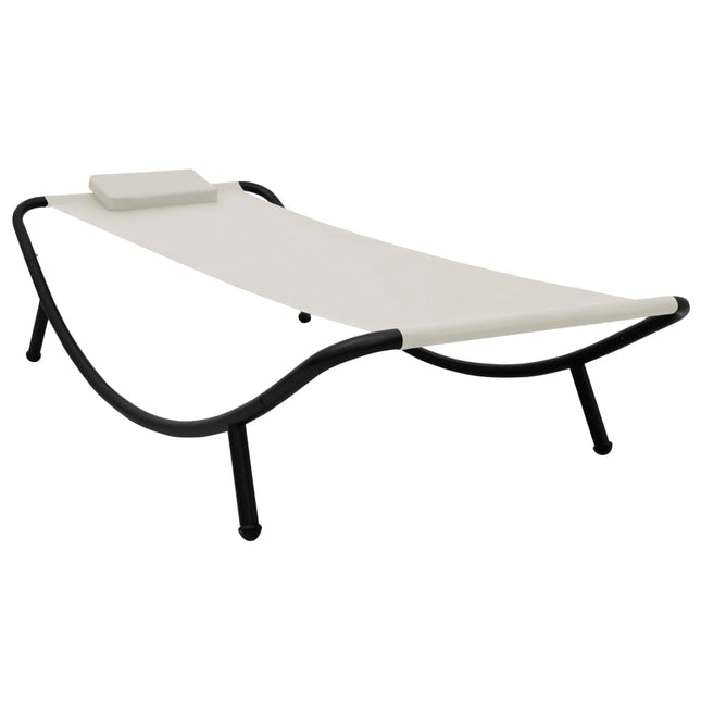 Lettino da Giardino Crema 200x90 cm in Acciaio