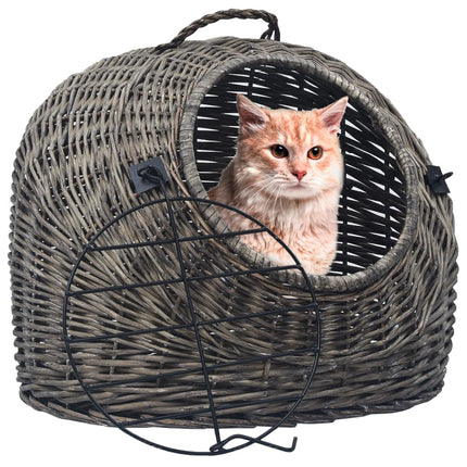 Trasportino per Gatti Grigio 45x35x35 cm in Salice Naturale