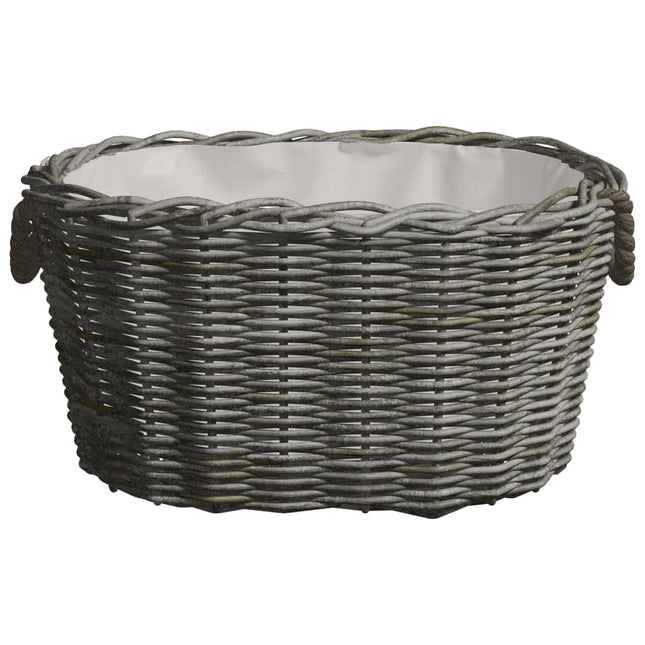 Cesta per Legna con Maniglie 59x42x28 cm Salice Grigia
