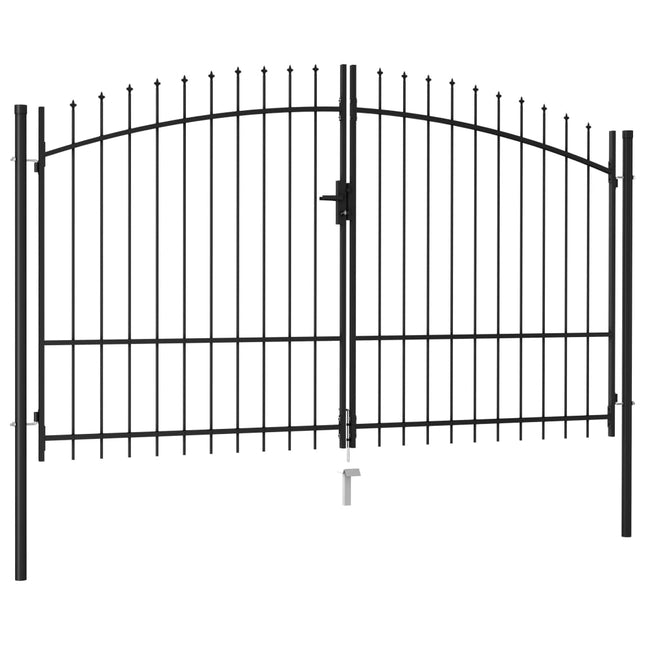 Cancello a Doppia Anta con Punte in Acciaio 3x1,75cm Nero