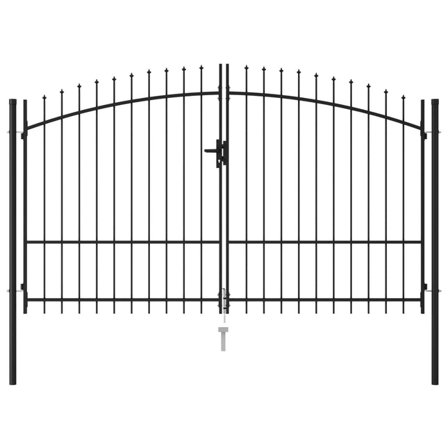 Cancello a Doppia Anta con Punte in Acciaio 3x1,75cm Nero