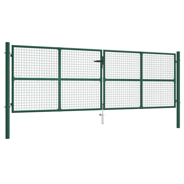 Cancello da Giardino a Rete in Acciaio 390x125 cm Verde