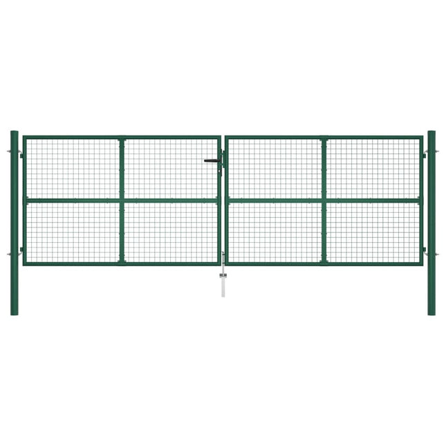 Cancello da Giardino a Rete in Acciaio 390x125 cm Verde