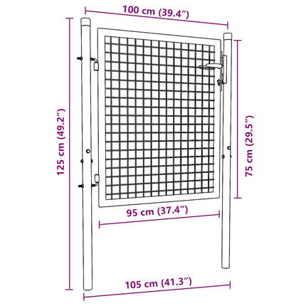 Cancello per Giardino in Acciaio Zincato 100x125 cm Grigio