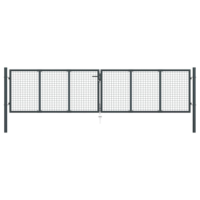 Cancello per Giardino in Acciaio Zincato 400x125cm Grigio