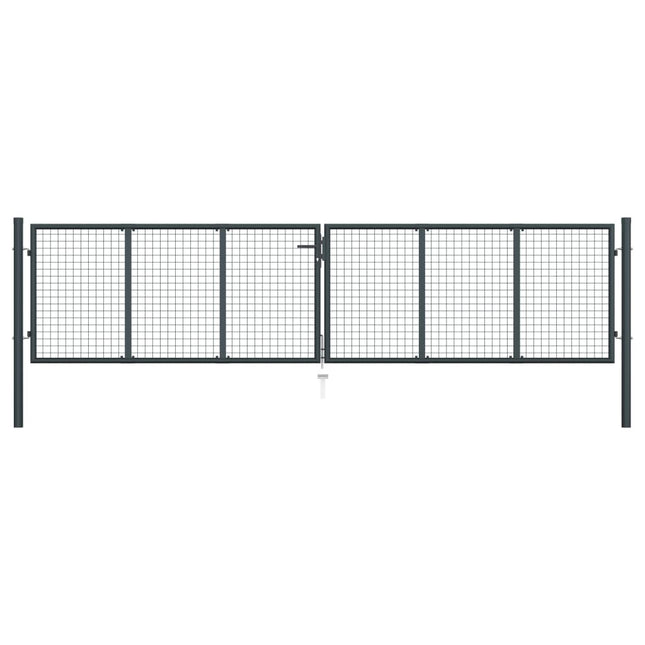 Cancello per Giardino in Acciaio Zincato 400x150 cm Grigio