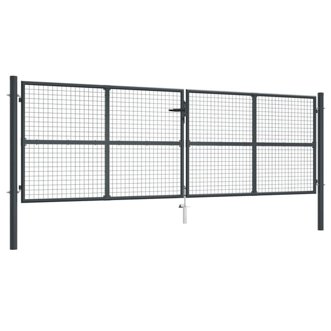 Cancello per Giardino in Acciaio Zincato Grigio 400x175 cm