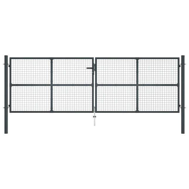 Cancello per Giardino in Acciaio Zincato Grigio 400x175 cm