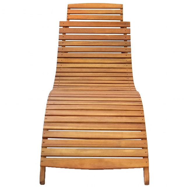 Lettino Prendisole in Legno Massello di Acacia Marrone