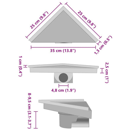 Scarico Doccia 2-in-1 con Copertura 25x25 cm in Acciaio Inox