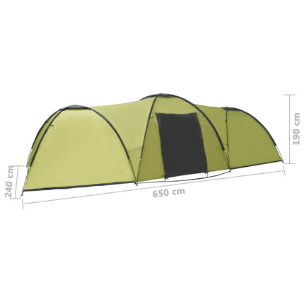 Tenda Igloo da Campeggio 650x240x190 cm per 8 Persone Verde