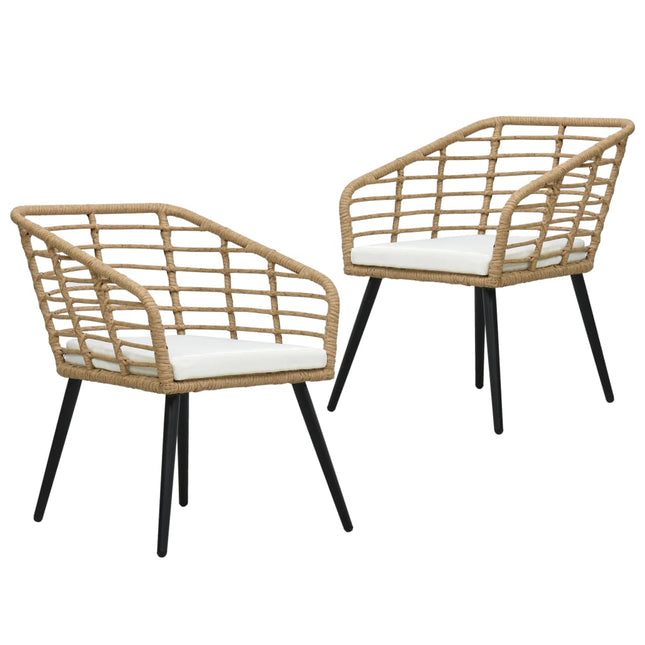 Sedie da Giardino 2 pz con Cuscini in Polyrattan Rovere