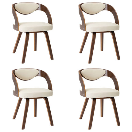 Sedie da Pranzo 4 pz in Legno Curvato e Similpelle Crema