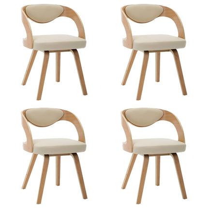 Sedie da Pranzo 4 pz in Legno Curvato e Similpelle Crema