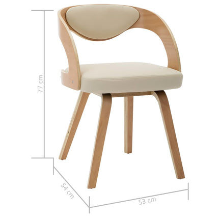 Sedie da Pranzo 4 pz in Legno Curvato e Similpelle Crema