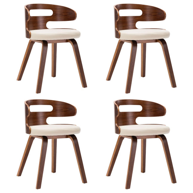 Sedie da Pranzo 4 pz in Legno Curvato e Similpelle Crema