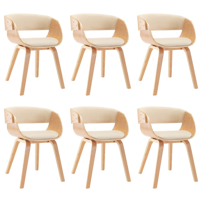 Sedie da Pranzo 6 pz Crema in Legno Piegato e Similpelle