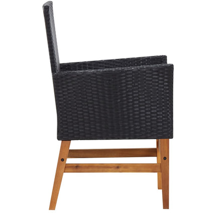 Set da Pranzo da Giardino 9 pz Nero in Polyrattan e Acacia