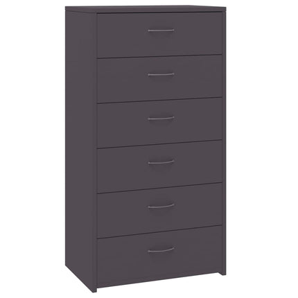Credenza con 6 Cassetti Grigio 50x34x96 cm in Legno Multistrato