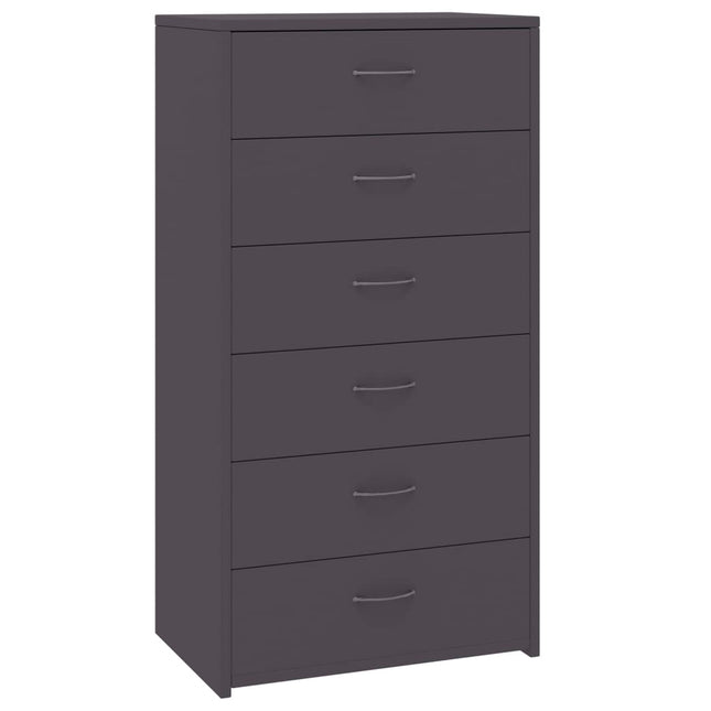 Credenza con 6 Cassetti Grigio 50x34x96 cm in Legno Multistrato