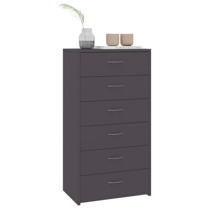 Credenza con 6 Cassetti Grigio 50x34x96 cm in Legno Multistrato