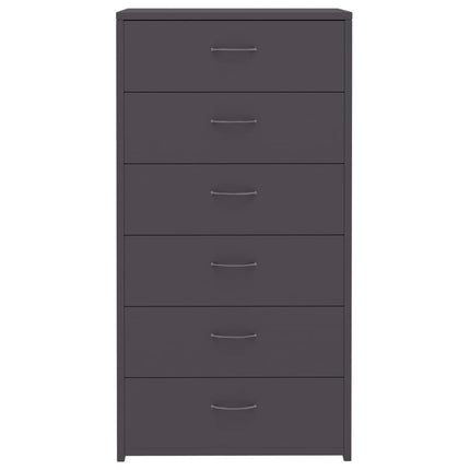 Credenza con 6 Cassetti Grigio 50x34x96 cm in Legno Multistrato