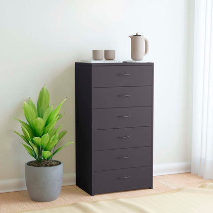 Credenza con 6 Cassetti Grigio 50x34x96 cm in Legno Multistrato