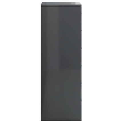 Credenza 6 Cassetti Grigio Lucido 50x34x96 cm Legno Multistrato