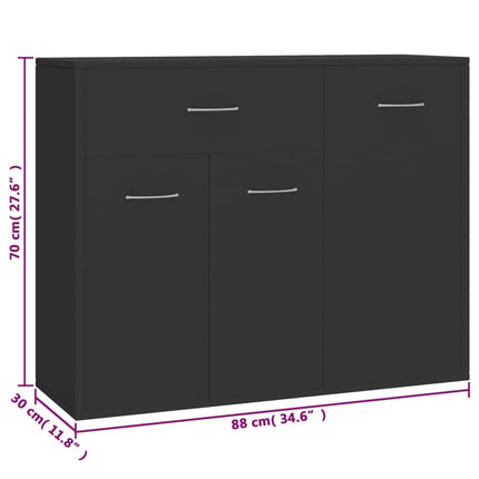 Credenza Grigia 88x30x70 cm in Legno Multistrato