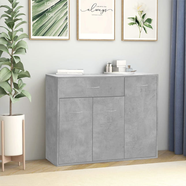 Credenza Grigio Cemento 88x30x70 cm in Legno Multistrato