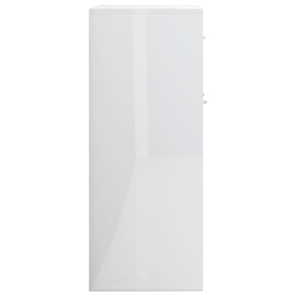 Credenza Bianco Lucido 88x30x70 cm in Legno Multistrato