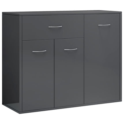 Credenza Grigio Lucido 88x30x70 cm in Legno Multistrato
