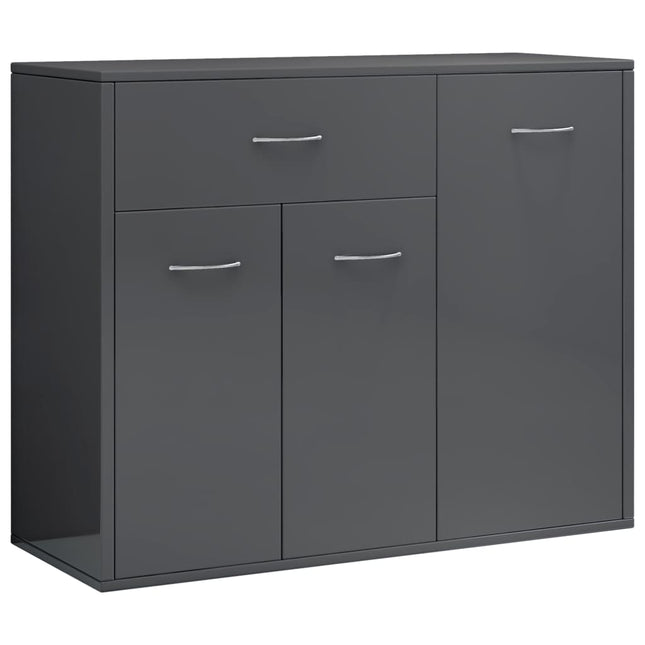 Credenza Grigio Lucido 88x30x70 cm in Legno Multistrato