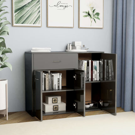 Credenza Grigio Lucido 88x30x70 cm in Legno Multistrato