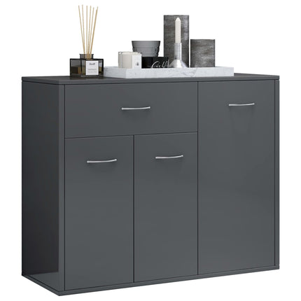 Credenza Grigio Lucido 88x30x70 cm in Legno Multistrato