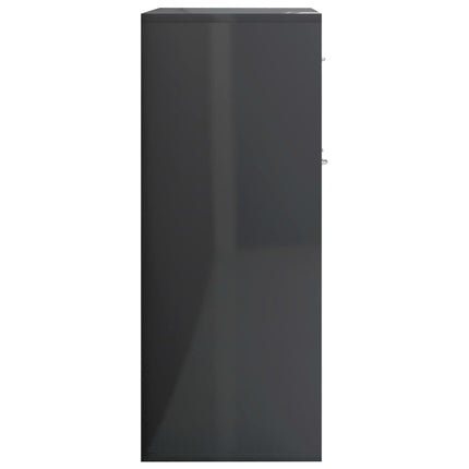 Credenza Grigio Lucido 88x30x70 cm in Legno Multistrato