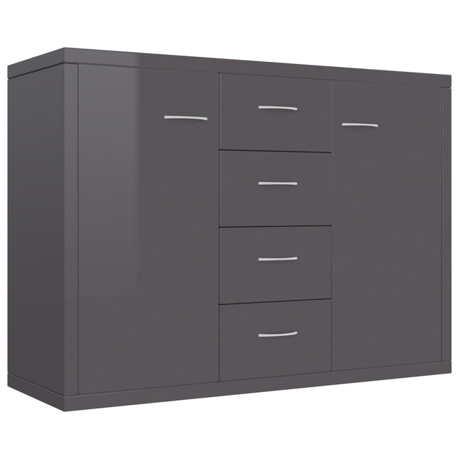 Credenza Grigio Lucido 88x30x65 cm in Legno Multistrato