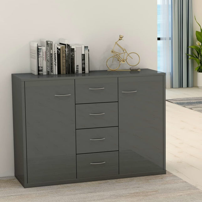 Credenza Grigio Lucido 88x30x65 cm in Legno Multistrato