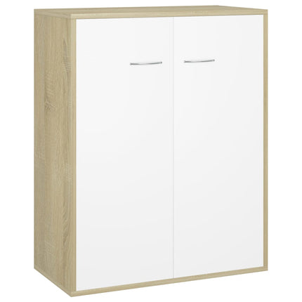 Credenza Bianco e Rovere Sonoma 60x30x75cm in Legno Multistrato