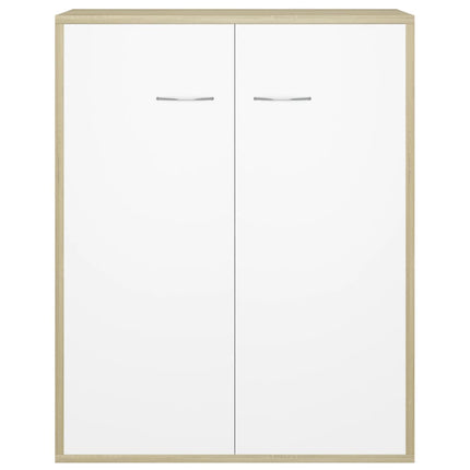 Credenza Bianco e Rovere Sonoma 60x30x75cm in Legno Multistrato