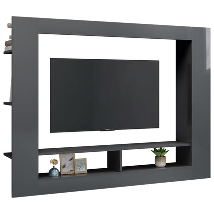 Mobile Porta TV Grigio Lucido 152x22x113cm in Legno Multistrato