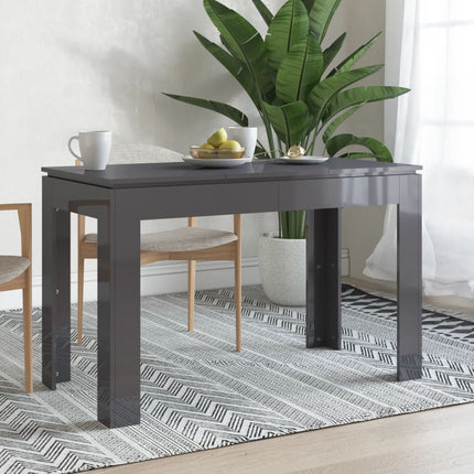 Tavolo da Pranzo Grigio Lucido 120x60x76cm in Legno Multistrato